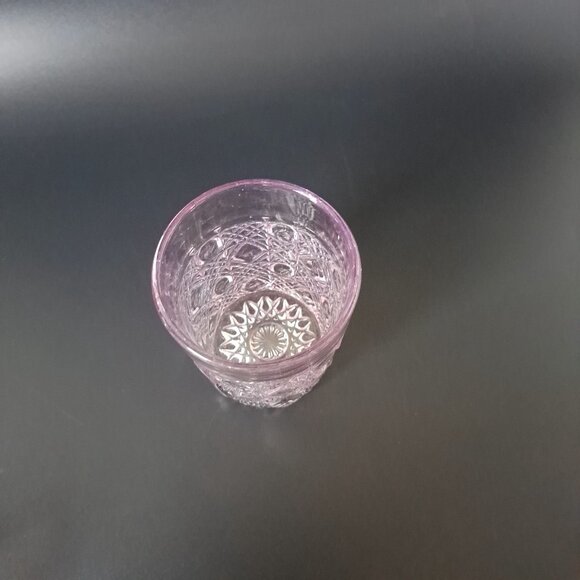 Vintage Purple Cut Glass Tumbler With Intricate Geometric Pattern - Picture 4 of 13